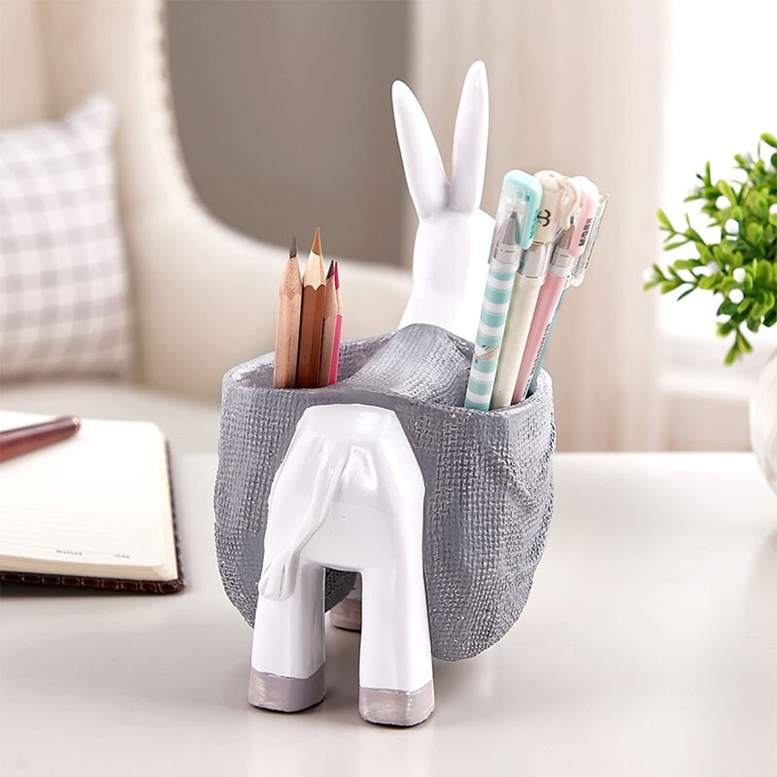 Estuche Para Lápices Lindo Pen Soporte de escritorio Pluma Organizador Lápiz Barril Creativo Pluma Titular Almacenamiento Rack Rack Oficina Casa Escuela Blanco / Marrón Accesorios De Escritorio(B)