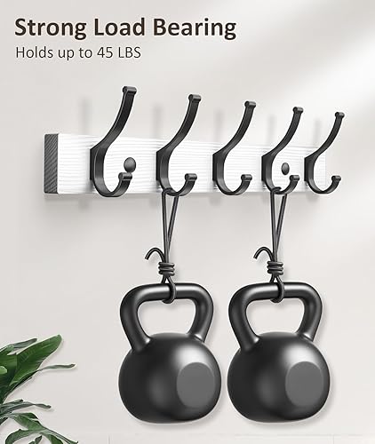 Miniatura 2 de Perchero de pared para colgar abrigos, ganchos de madera de 16.5 pulgadas para colgar abrigos, bolsos, toallas (1 paquete, blanco)