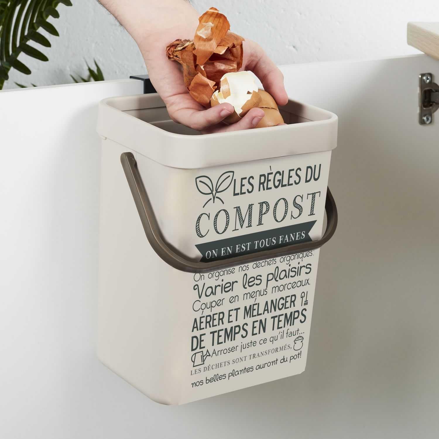 Poubelle à Compost 5L Plastique avec Accroche et Anse