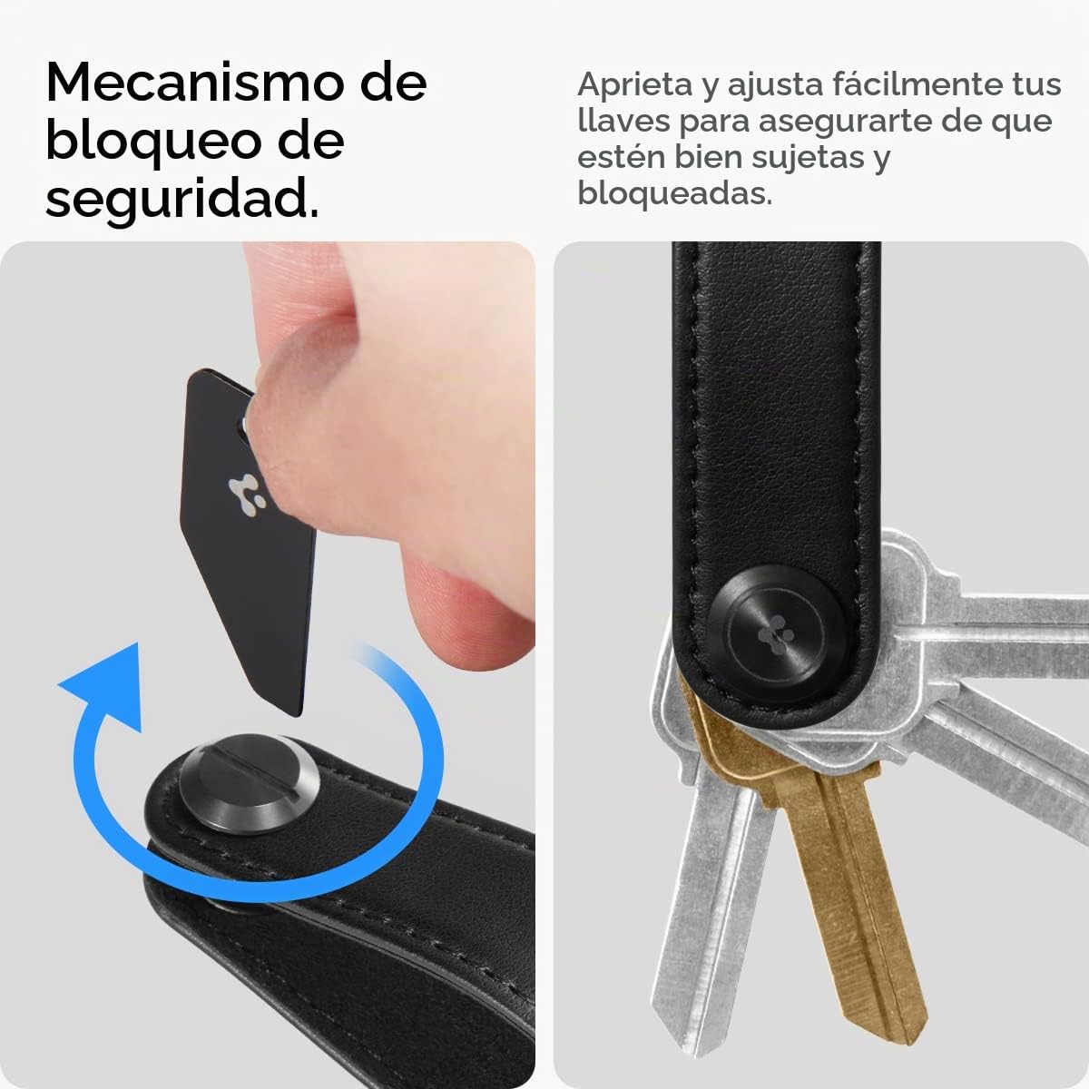 Spigen Valentinus Llavero de Cuero para hombres y mujeres - Negro