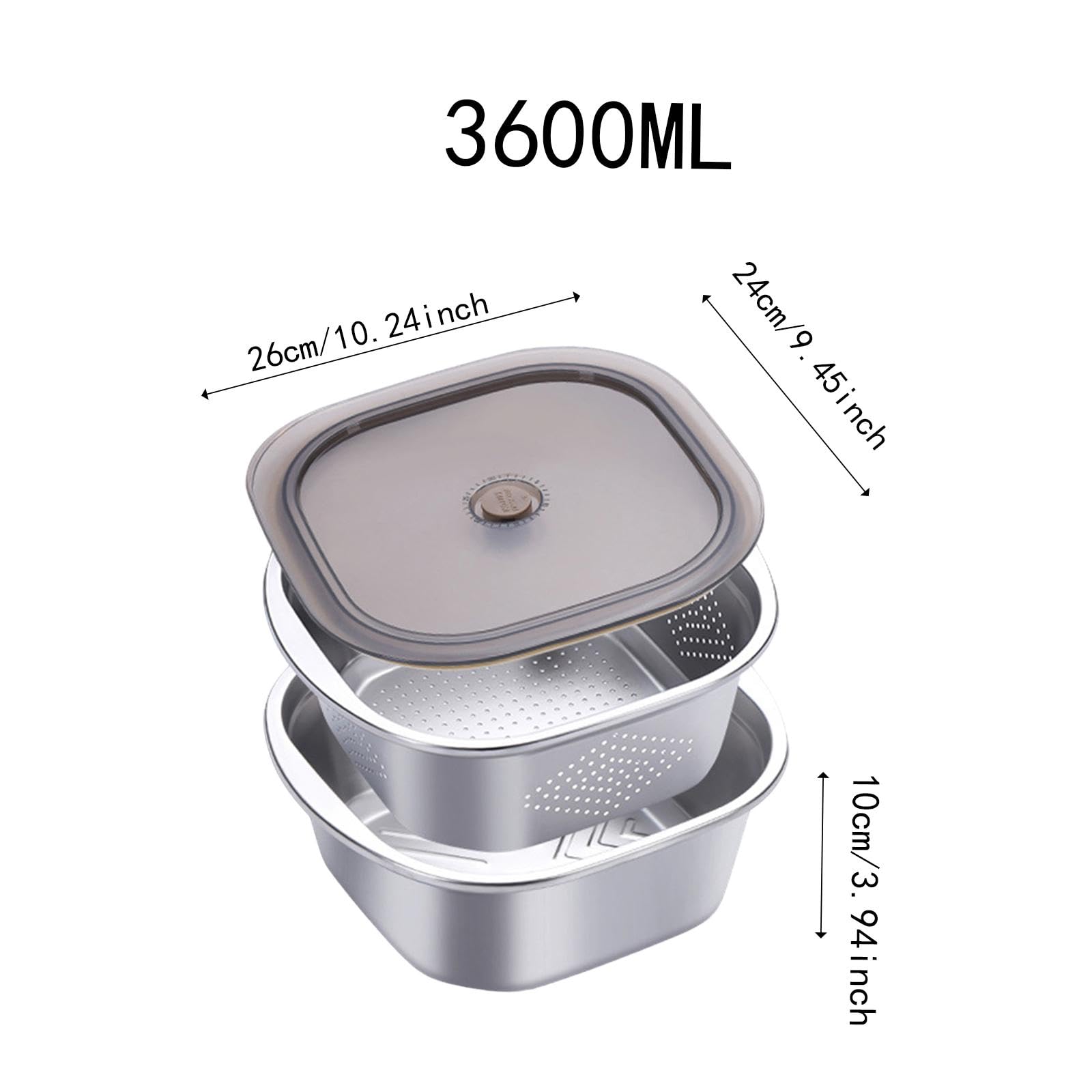 Edelstahl Sieb Schüssel Paket Pasta Reissieb Aufbewahrungsbehälter Mischschüssel mit Deckel für Haushalt Küchengebrauch, 3600 Ml