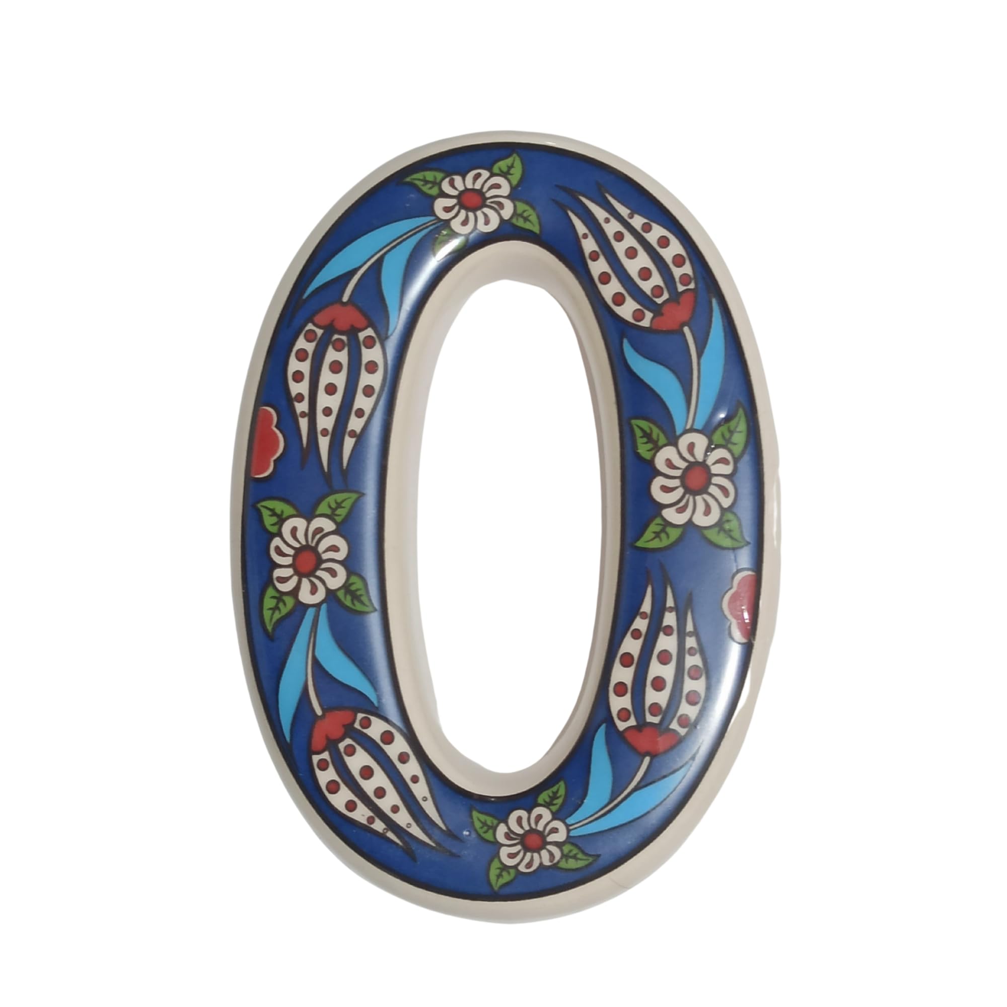 Ceramic house numbers with tulip design and several colors (Navy Blue, 0)