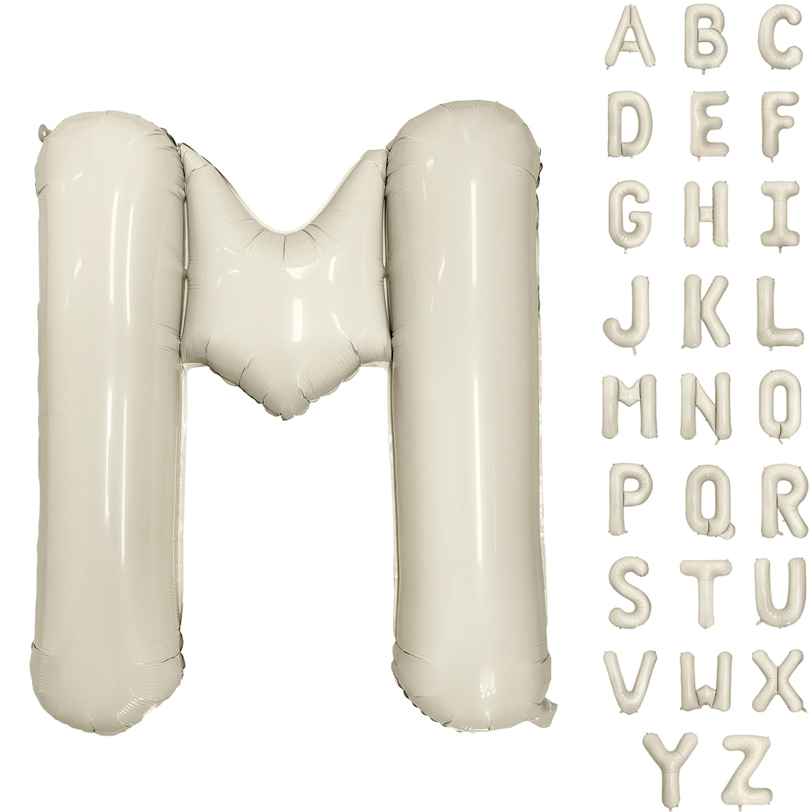 40 Inch Cream White Letter Balloons Large Letter M Balloon Beige Foil Helium Alphabet Balloons Birthday Party Baby Shower Graduation Ceremony Decoration (Cream White Letter M)