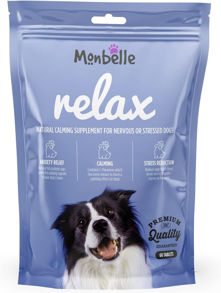 Relax Dog Calming Tablets, Natural Anxiety Relief Supplement for Stressed or Nervous Dogs, Supports Healthy Brain Function & Hormone Balance, Vet-Trusted, UK-Made, 60 Tablets