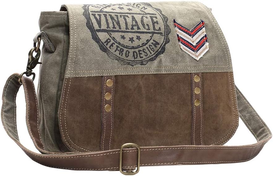 Myra Bag Womens Canvas Purse - Leather and Canvas Bags for Women with Fabric Body, Aesthetic Cloth Handbags for Work, College - Image 2