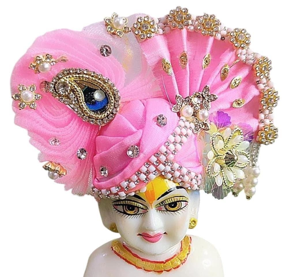 Image of Partish Laddu Gopal Heavy Janamashtmi Poshak with Pagdi, Patka and Choli (Size 4) l Ladoo Gopal Dress l Bal Gopal l Kanha Ji Thakur Ji Dress(Pink A)