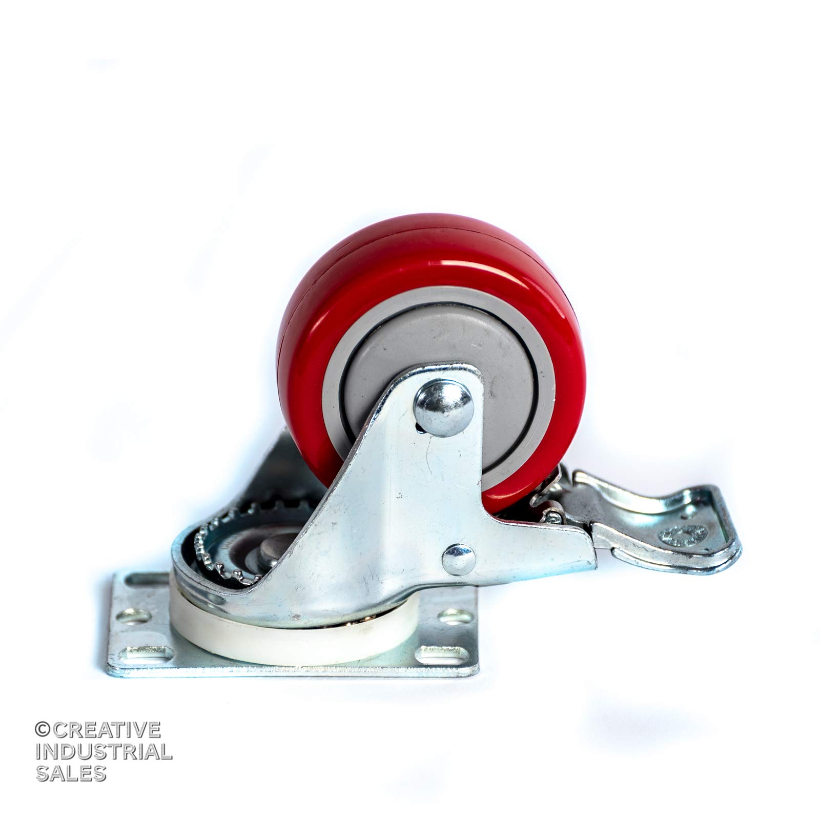 3 X 1-1/4 Swivel Casters Black Polyurethane Wheel Total Lock Brake