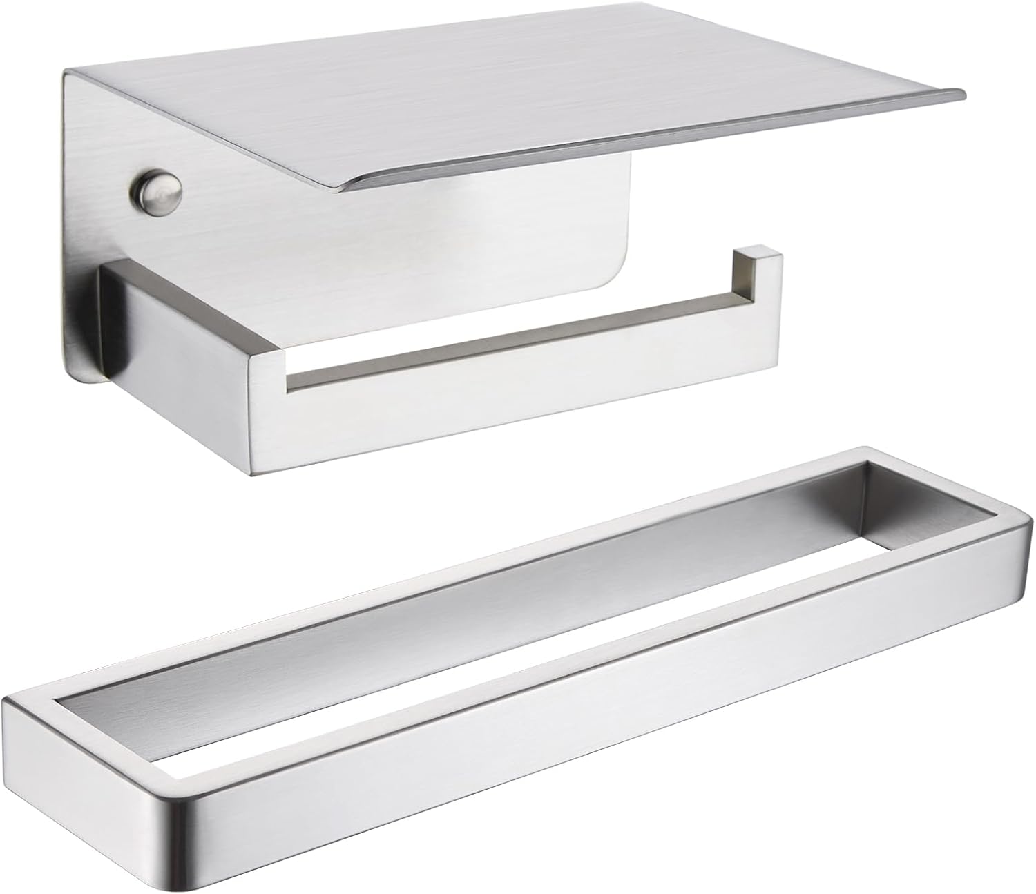 APLusee Hand Towel Holder, Toilet Paper Holder with Shelf Bundle, 304 Stainless Steel Wall Mounted Bathroom Accessories Brushed Nickel