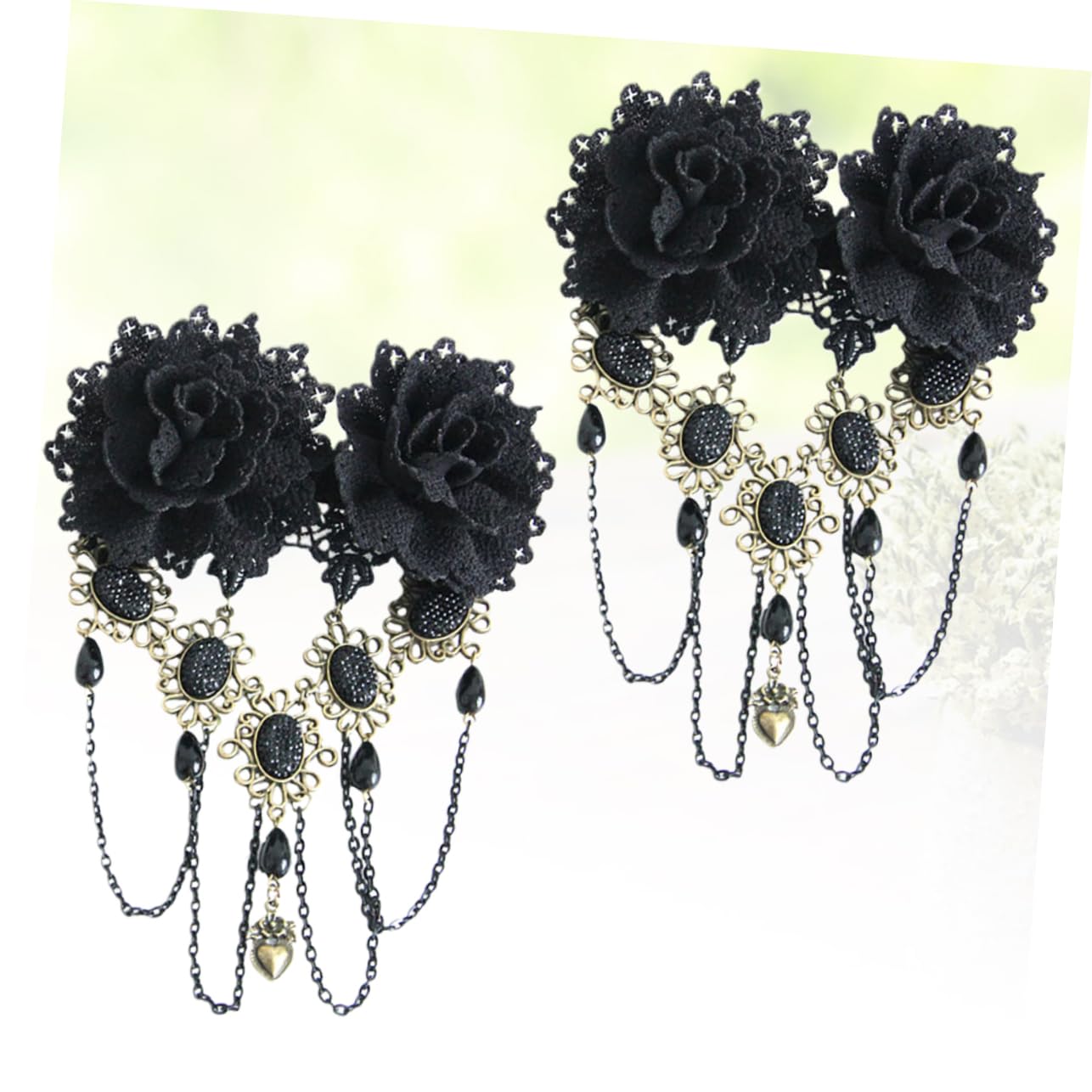 FRCOLOR 4stücke Schwarze Blumen Haarklammern Mit Quasten Handgemachte Gothische Haaraccessoires Aus Harz Und Strass Für Damen Elegante Kopfbedeckung Für Partys Hochzeiten Und Besondere