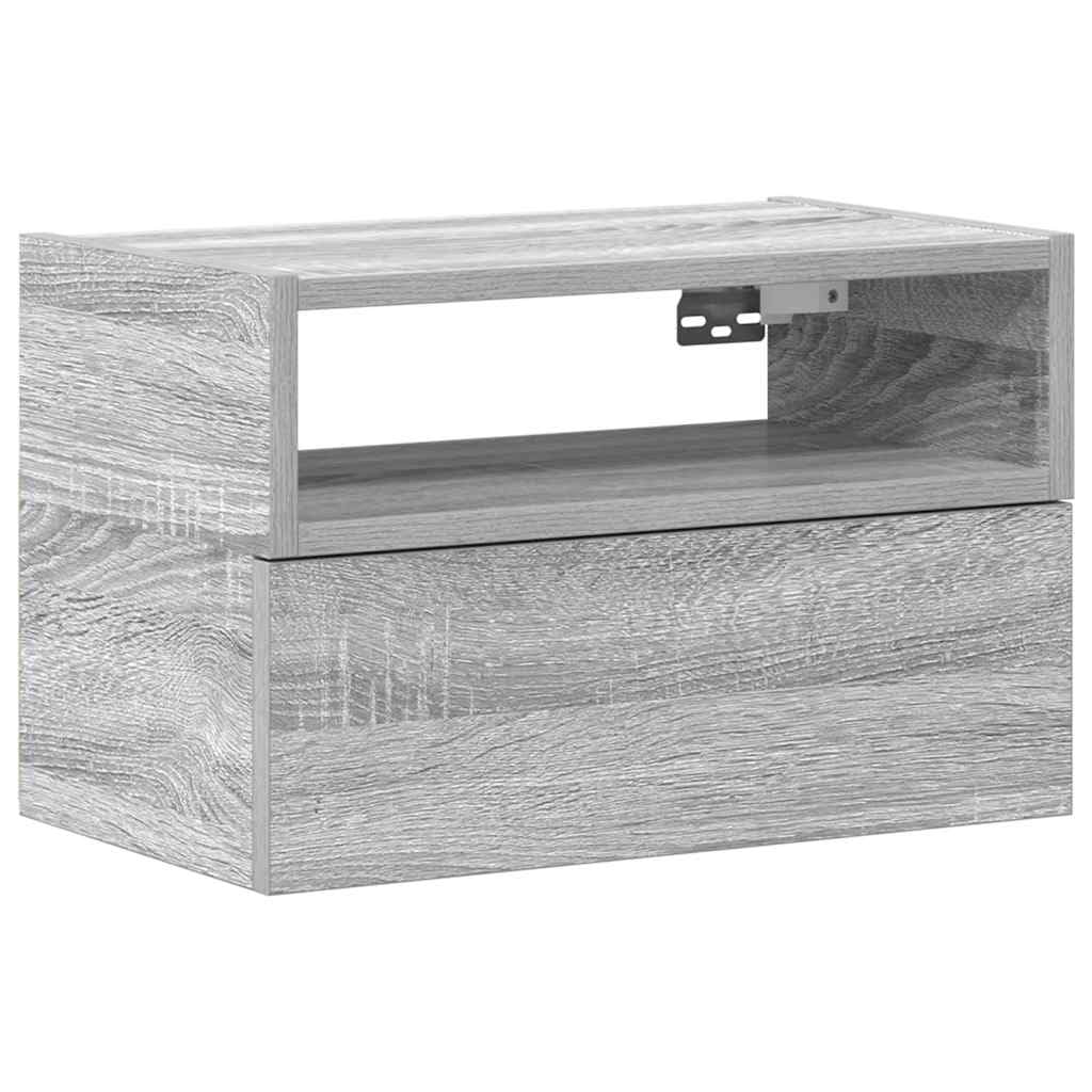Table de chevet murale gris sonoma 45x26x28.5 cm meuble de rangement suspendu