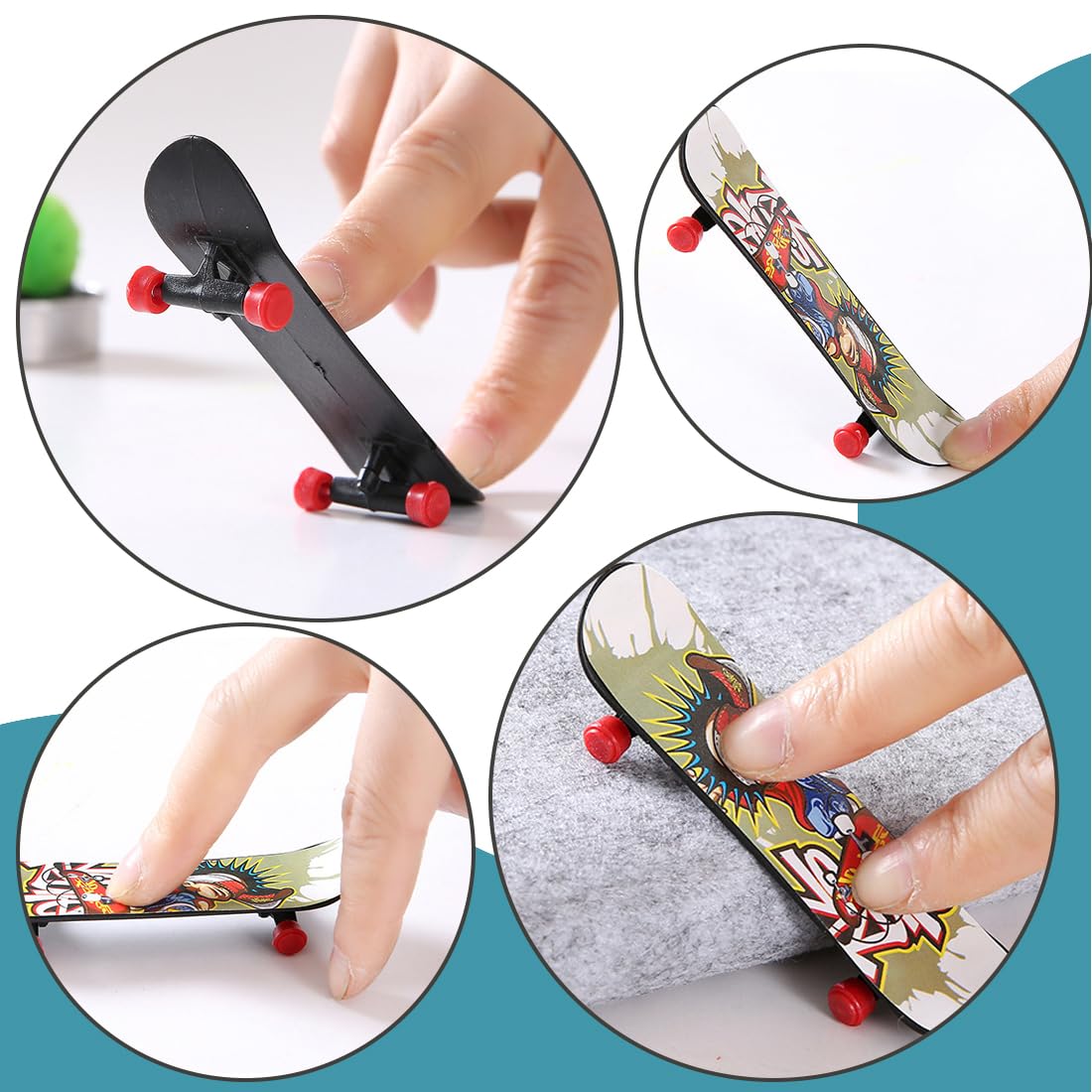 Mini skateboard Mini pattini da dito da 20 pezzi, eleganti pattini da dito, mini pattini,regali di compleanno per bambini con skateboard,pattini professionali(stili casuali)