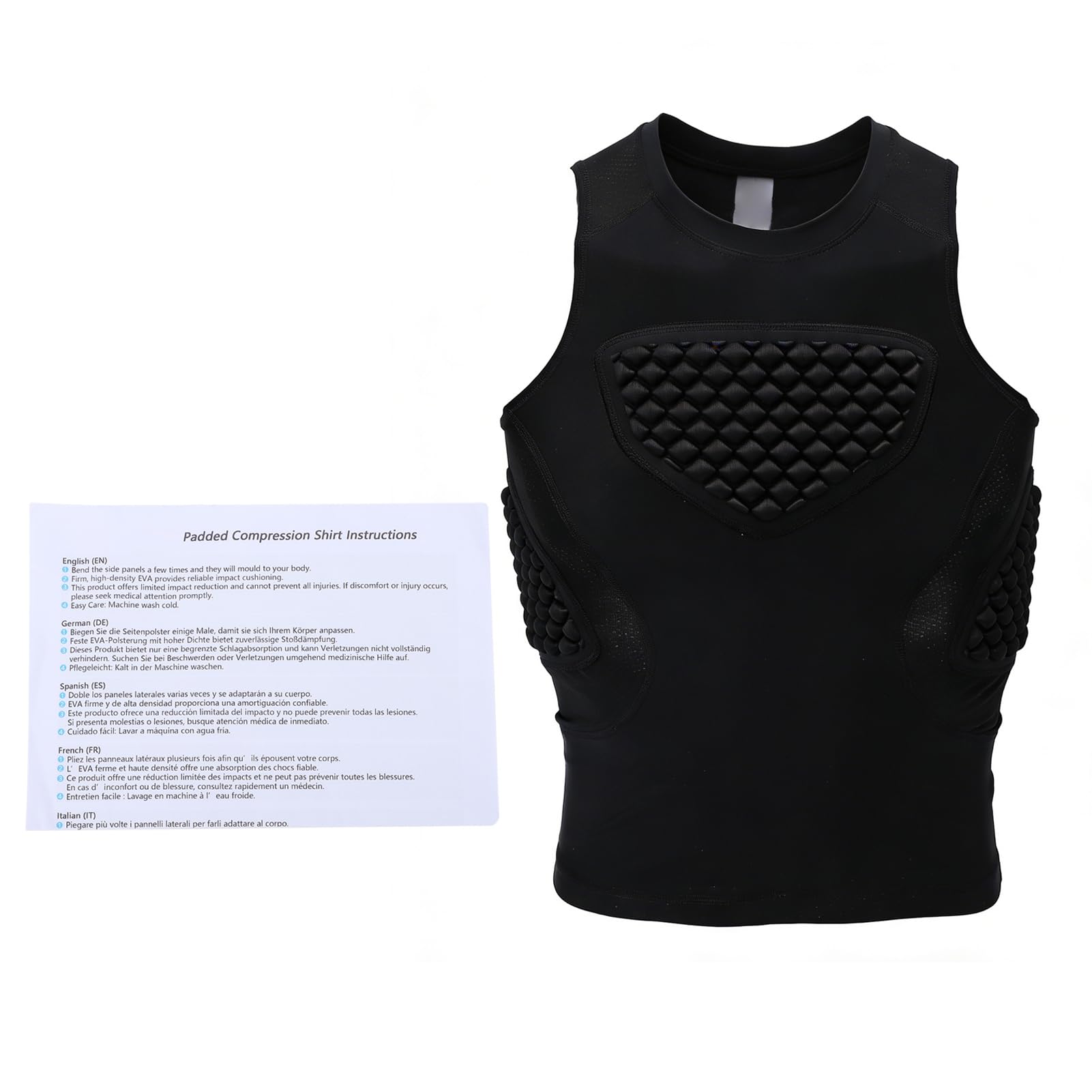 Generic Chaleco Protector De Béisbol Juvenil Protector De Corazón De Compresión Acolchado para Lacrosse De Fútbol - Poliéster Negro