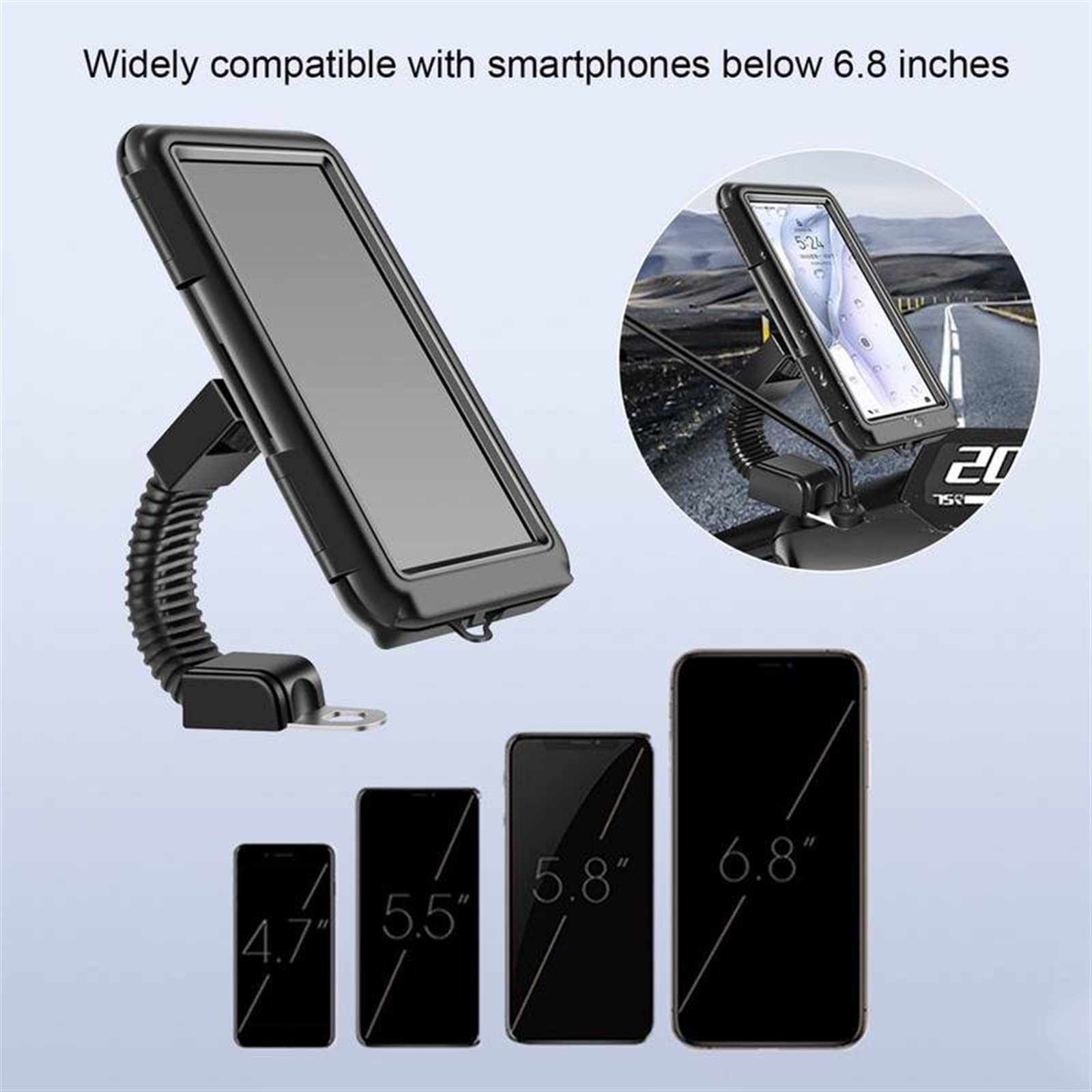 Accessori per Manubrio Supporto per Telefono per Motocicletta Impermeabile Supporto per Telefono per Moto Supporto per Specchietto Retrovisore per Bicicletta da Moto