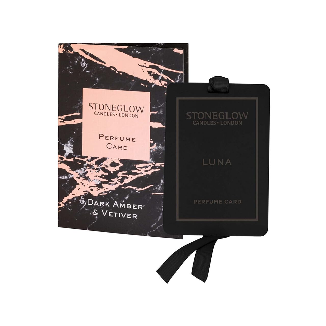 StoneGlow Candles perfume card - Dark amber & Vetiver
