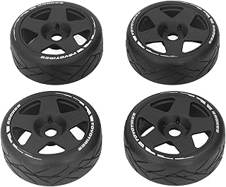 4 PCS 1/8 GT RC Wheels Strong Grip Road Racing Tires Wear Resistant On Road Wheels with 17mm Adapter (Black)