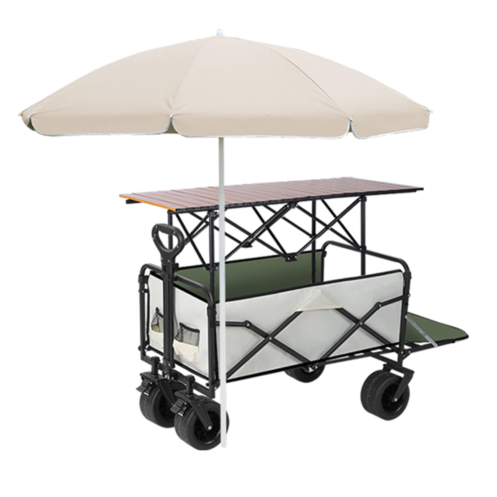 Chiosco pieghevole portatile per espositori per alimenti con carrello per venditori all'aperto con tettoia 120 cm/47,2 pollici carrello per mercato Street Food ed eventi - verde