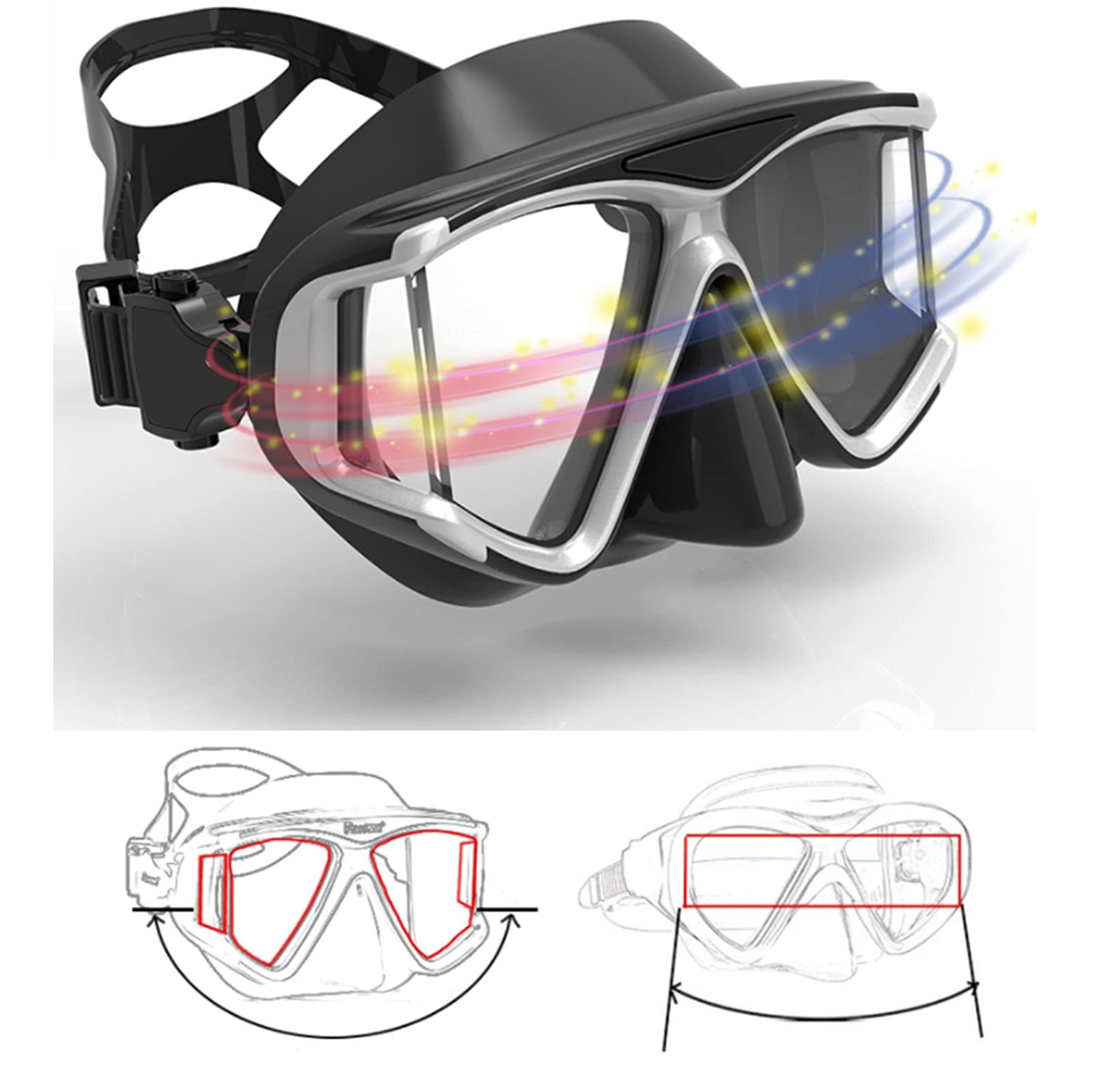 Máscara De Buceo, Gafas De Buceo con Esnórquel, Gafas De Buceo Libre De Vidrio Templado - Kit De Esnórquel Seco con Boquilla Cómoda, Color Verde