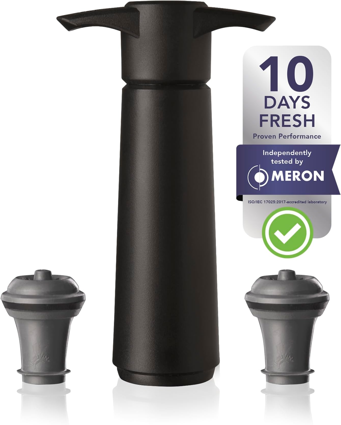 Vacu Vin Original Saver Wine Bottle Stopper – With 2 Vacuum Stoppers – Preserver Wine Stopper with Pump for Red or White Wine – Wine Accessories to Keep Wine Fresh – Airtight Seal Stoppers – Black