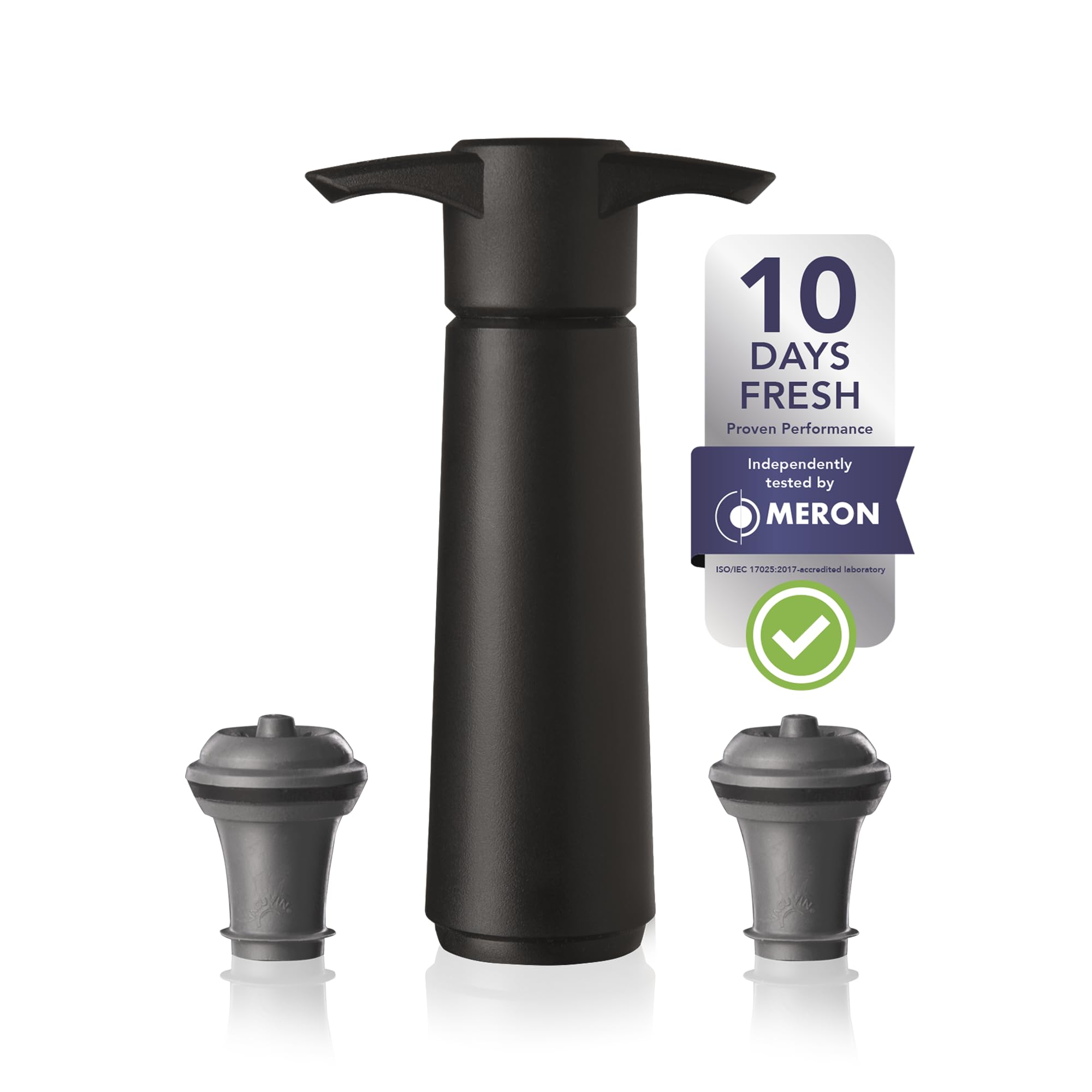 Vacu Vin Wine Saver Black + 2 Wine Stoppers for Bottles | Gift Set