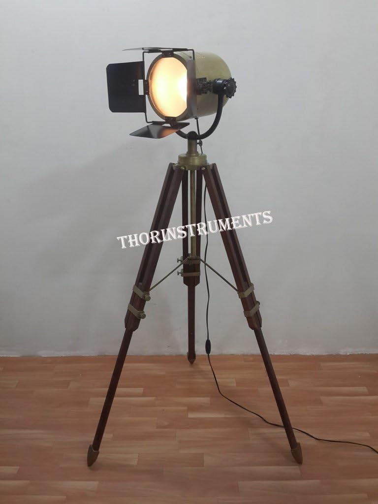 THOR INSTRUMENTS Studio Antique Designer LED Tripod Floor Lamp Wooden Tripod Vintage Home Made Decor Rustic Vintage Home Decor Gifts