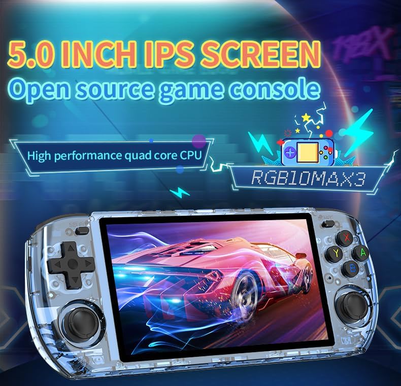 Powkiddy RGB10 max3 IPS screen displaying a game