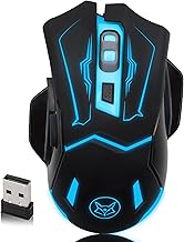 VEGCOO Wireless Gaming Mouse, Silent Click Wireless Rechargeable Mice with Colorful LED Lights & 3-Level DPI Adjustable, 6 Buttons Mouse with Side Buttons & Thumb Rest, Computer Gamer Mouse for PC