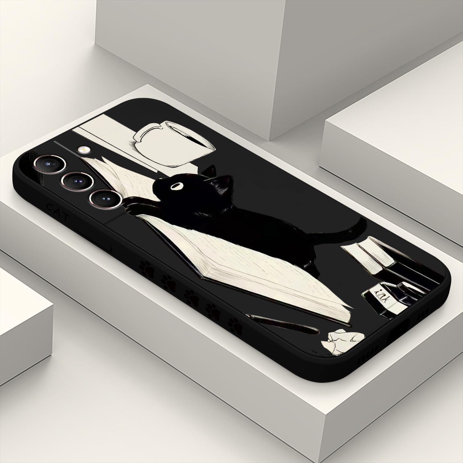 LEECG for Samsung Galaxy S21 Case, Creative Flower Pattern Design Slim Soft Silicone Protective for Galaxy S21 Phone Cover 6.2 inch, Cat Black