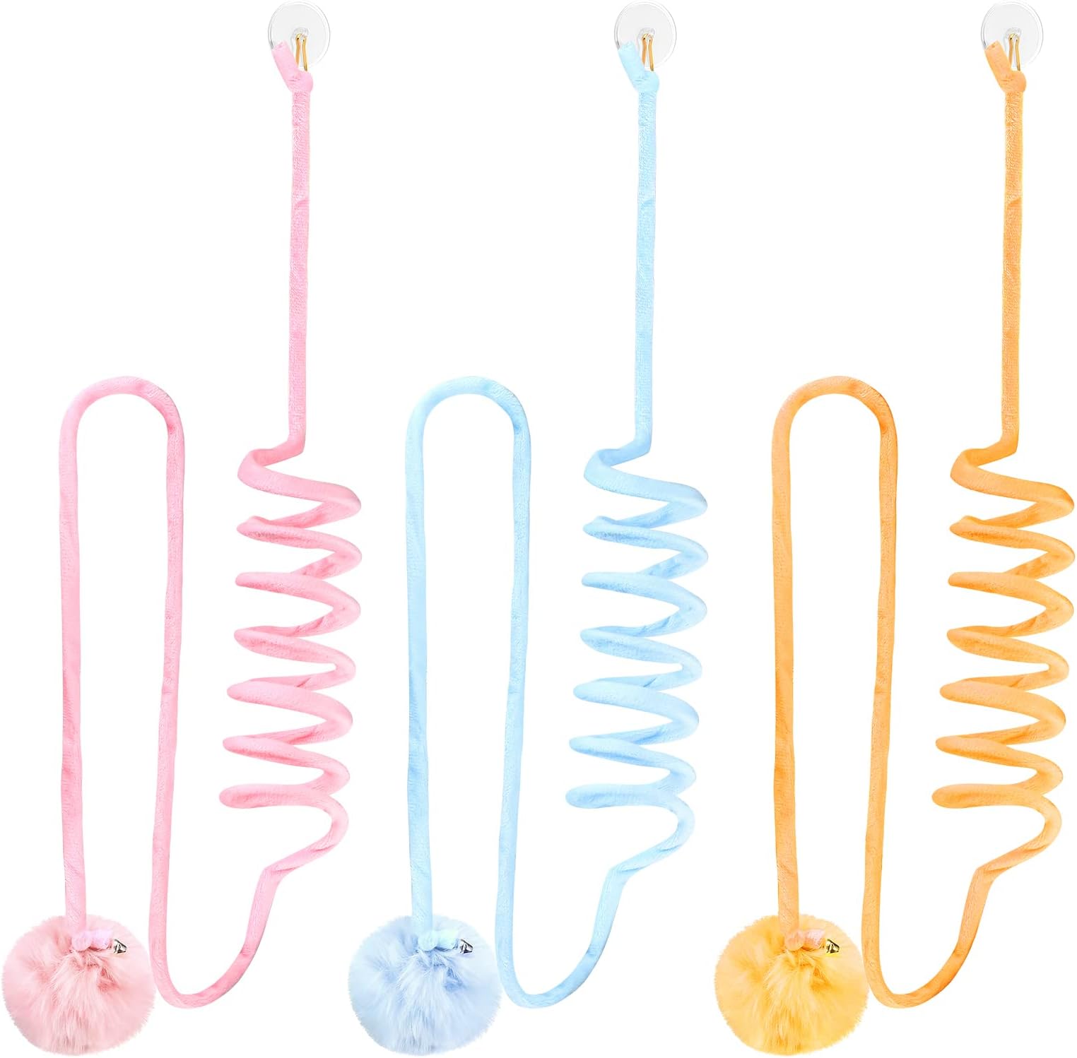 3 Pcs Door Hanging Cat Toys, Hanging Door Cat Toys, Interactive Cat Toys for Indoor Cats, Cat Kitten Plush Toy with Bell, Retractable Cat String Toy for Indoor Cats Chasing Playing Exercising Toys