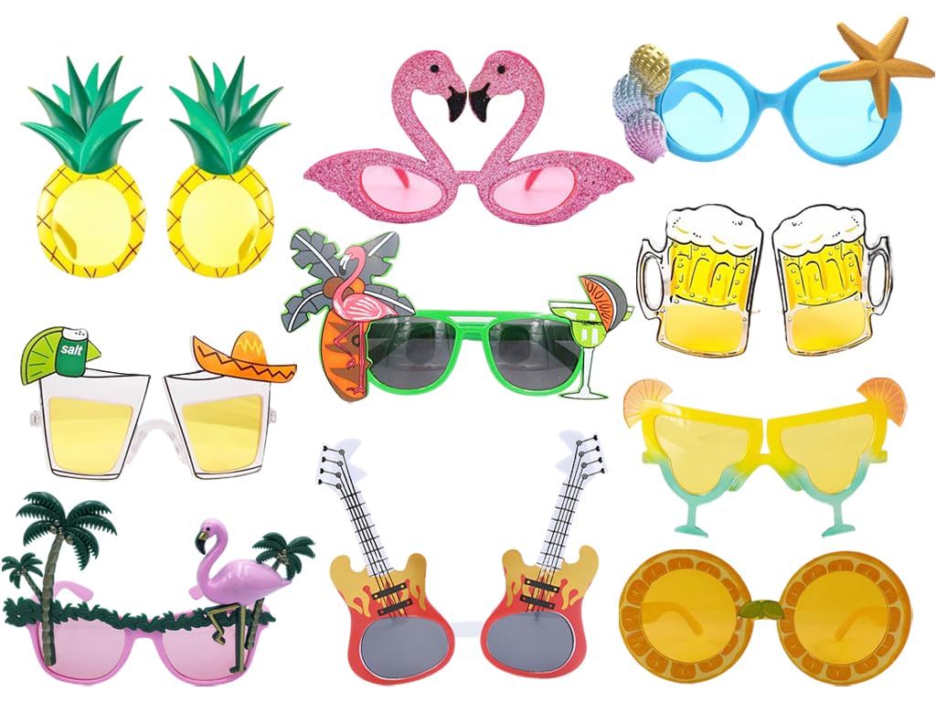 Gafas de Sol de Fiesta Luau, 10 Piezas Divertidas Gafas Sol Hawaianas, Accesorios Gafas Fiesta Tropical, Hawaianas Fiesta Gafas, Gafas de Sol Divertidas, Gafas de Fiesta Hawaianas, para Fiestas