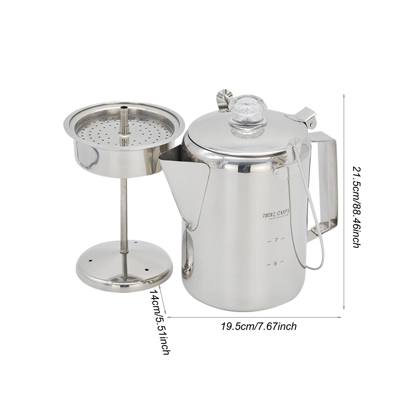 Cafetera con percolador,Cafetera con percolador | Cafetera de acero inoxidable - Percoladores para estufa de 9 tazas, percolador para acampar apto para grupos para acampar