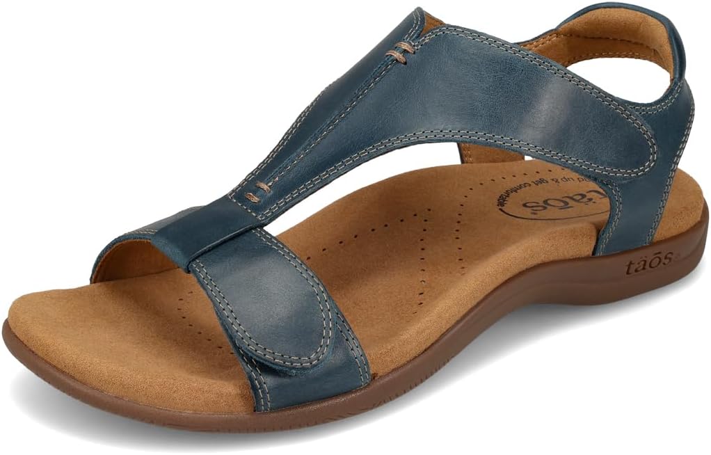 Taos The Show Premium Leather Women's Sandal - Experience Everyday Style, Comfort, Arch Support, Cooling Gel Padding and an Adjustable Fit for Exceptional Walking Comfort
