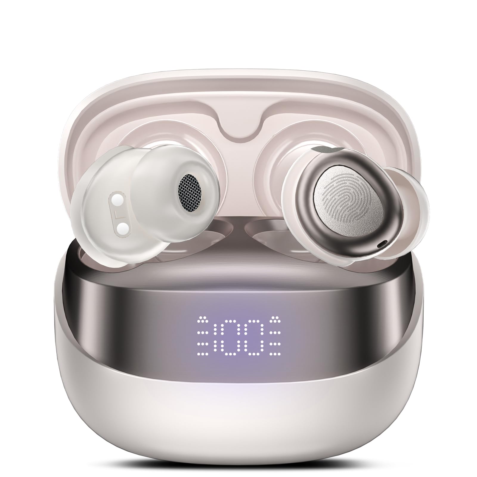 Sleep Earbuds Bluetooth 5 4 in Ear Light-Weight Headphones Mini Sleep Headphones 47H Playtime with Charging Case Clear