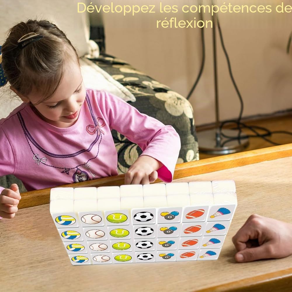 Blocs de Jeu d'Évasion Seaside, Ensembles de Mahjong, 65 Tuiles Jeux de Société d'Évasion Seaside, Mini Ensemble de Mahjong, Jeu de Mahjong à Motifs Drapeaux et Balles, Jeux de Société