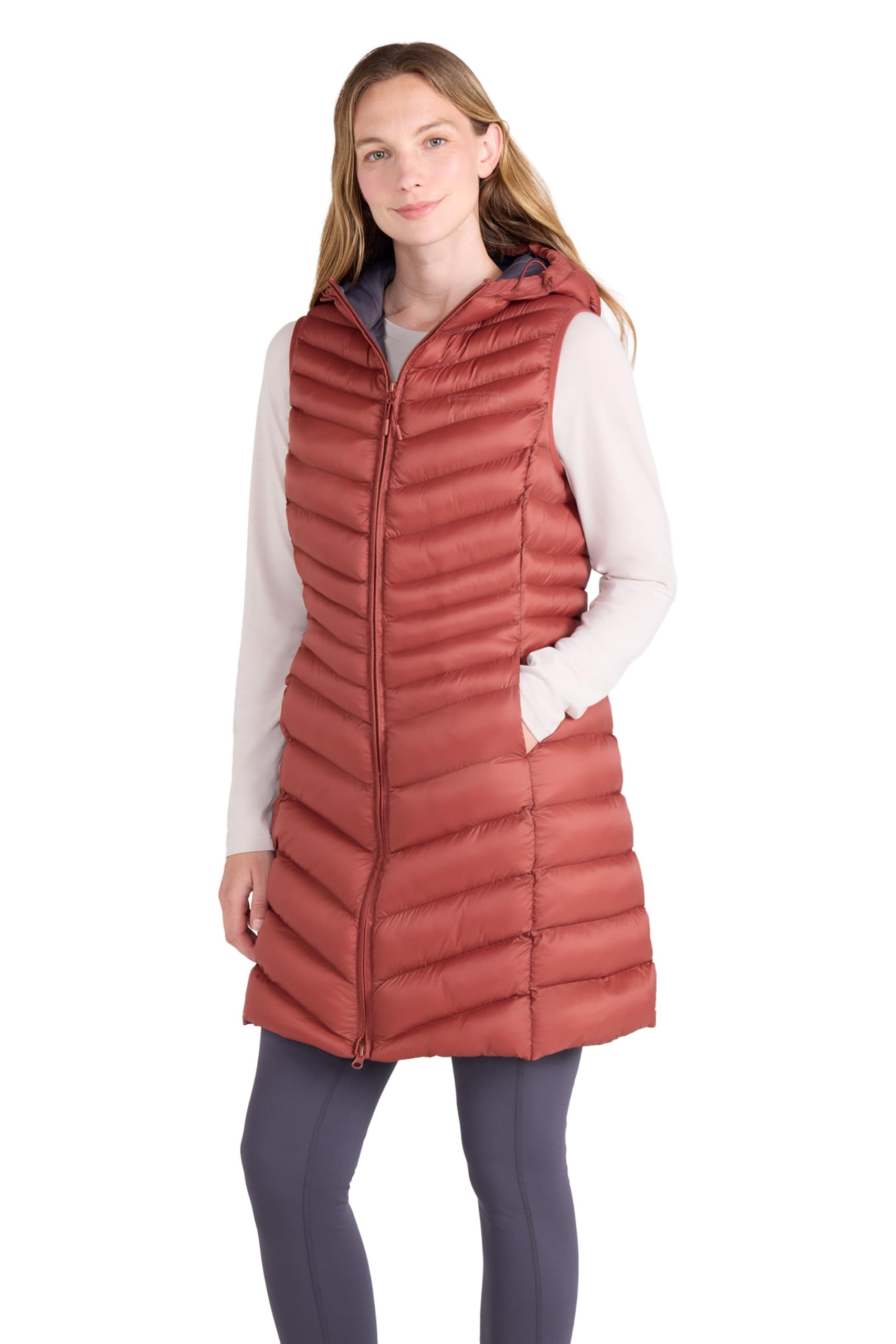 Mountain Warehouse Women's Terracotta Florence Long Padded Gilet Waterproof Jacket In | Size: 8