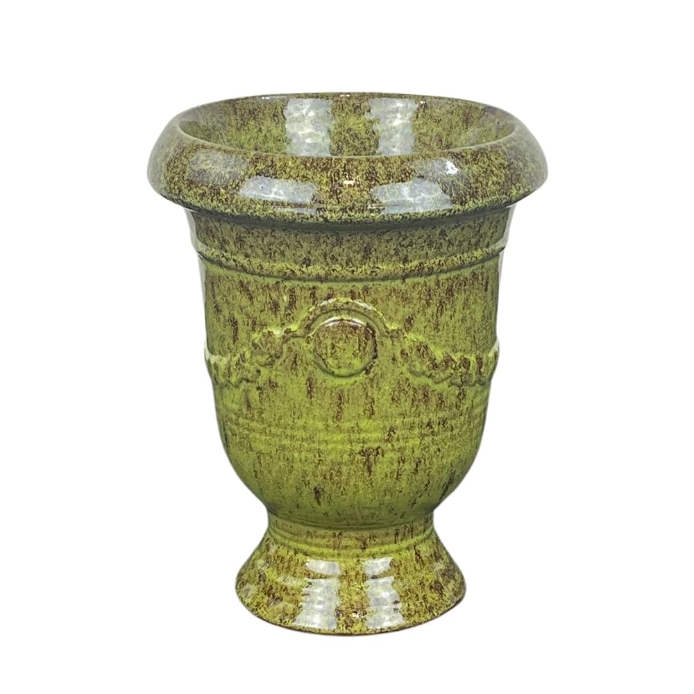 Provencelia | Aramis 24 x 30 cm | Maceta grande para exteriores hecha a mano en terracota esmaltada | Resistente a las heladas | Verde de lago