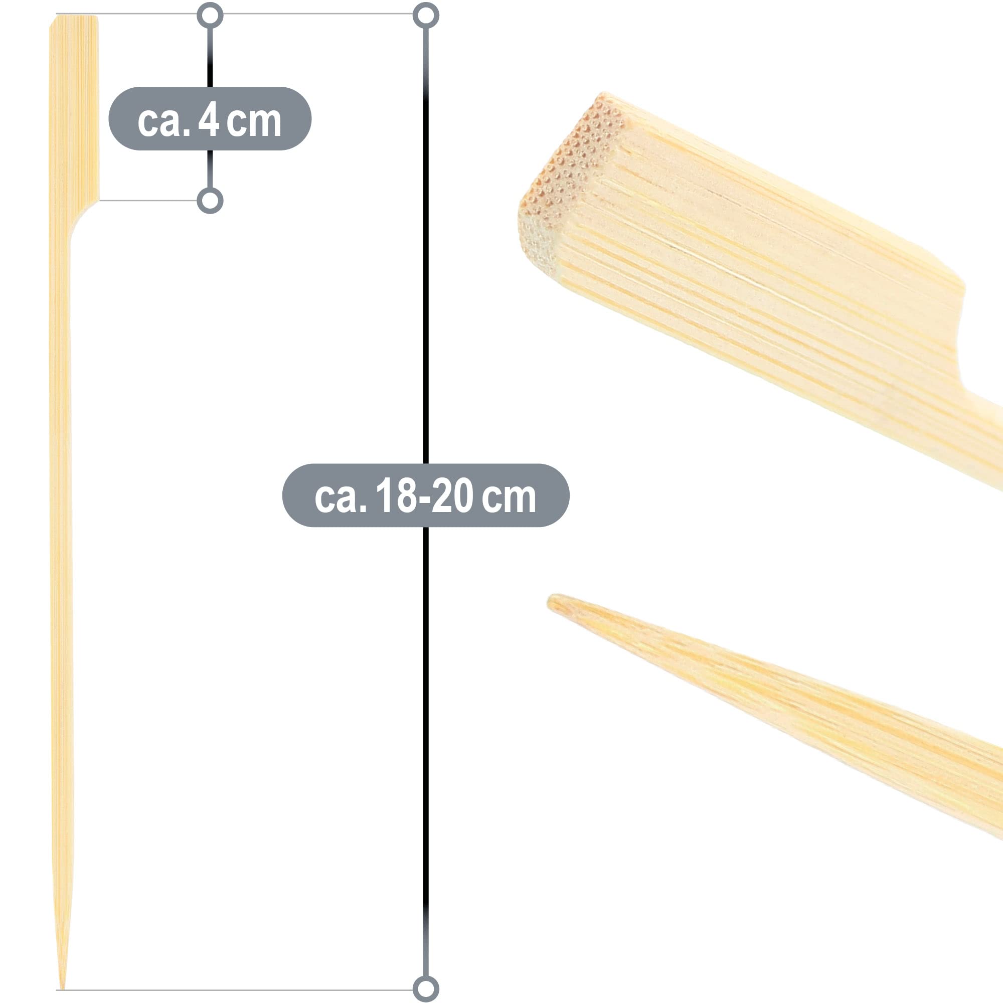 Brochettes en bois bambou 18 cm 300 pièces COM-FOUR® finger food grill buffet gastro