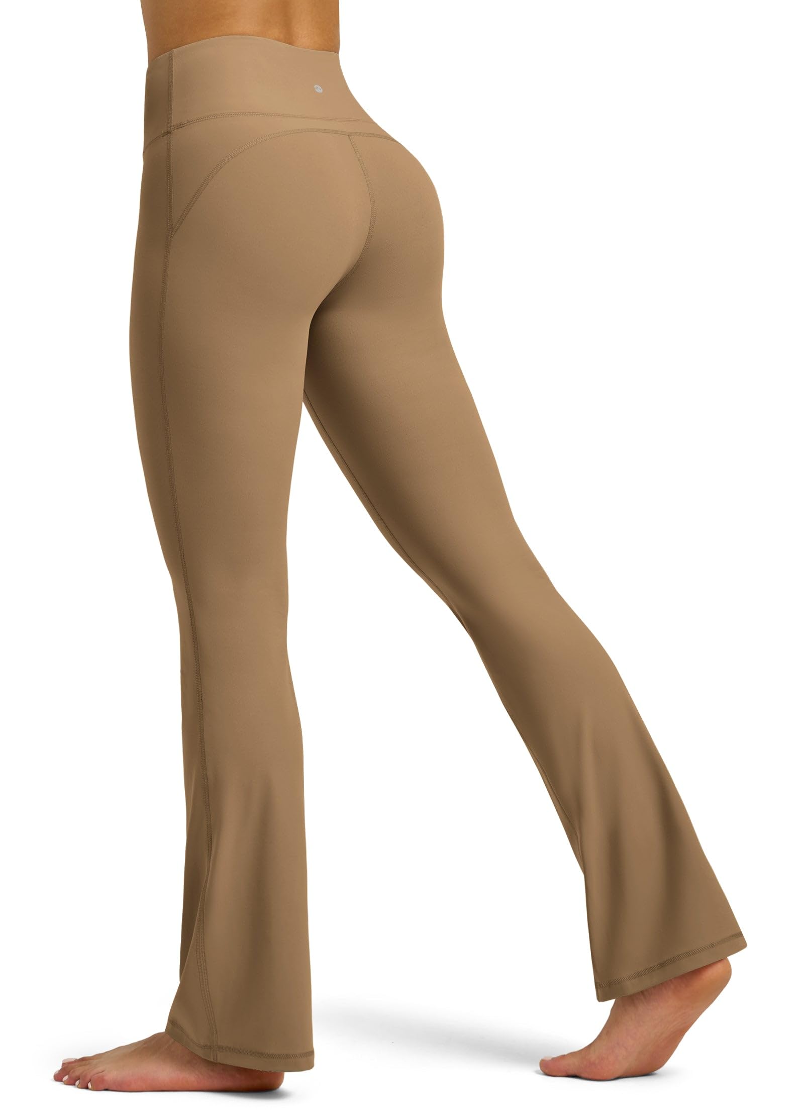 WILLIT Flared Leggings Damen Yogahose Hohe Taille Schlaghose Bootcut Sporthose Blickdicht Leggins Bootleg Arbeitshose 77cm Hellbraun XXL