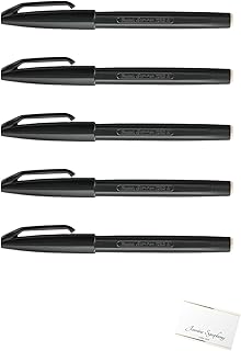 サインペン XS520AD 5 ブラック 【黒 5本入パック×1, index card1枚】細字 水性ぺん S520-AD オリジナルアソート black