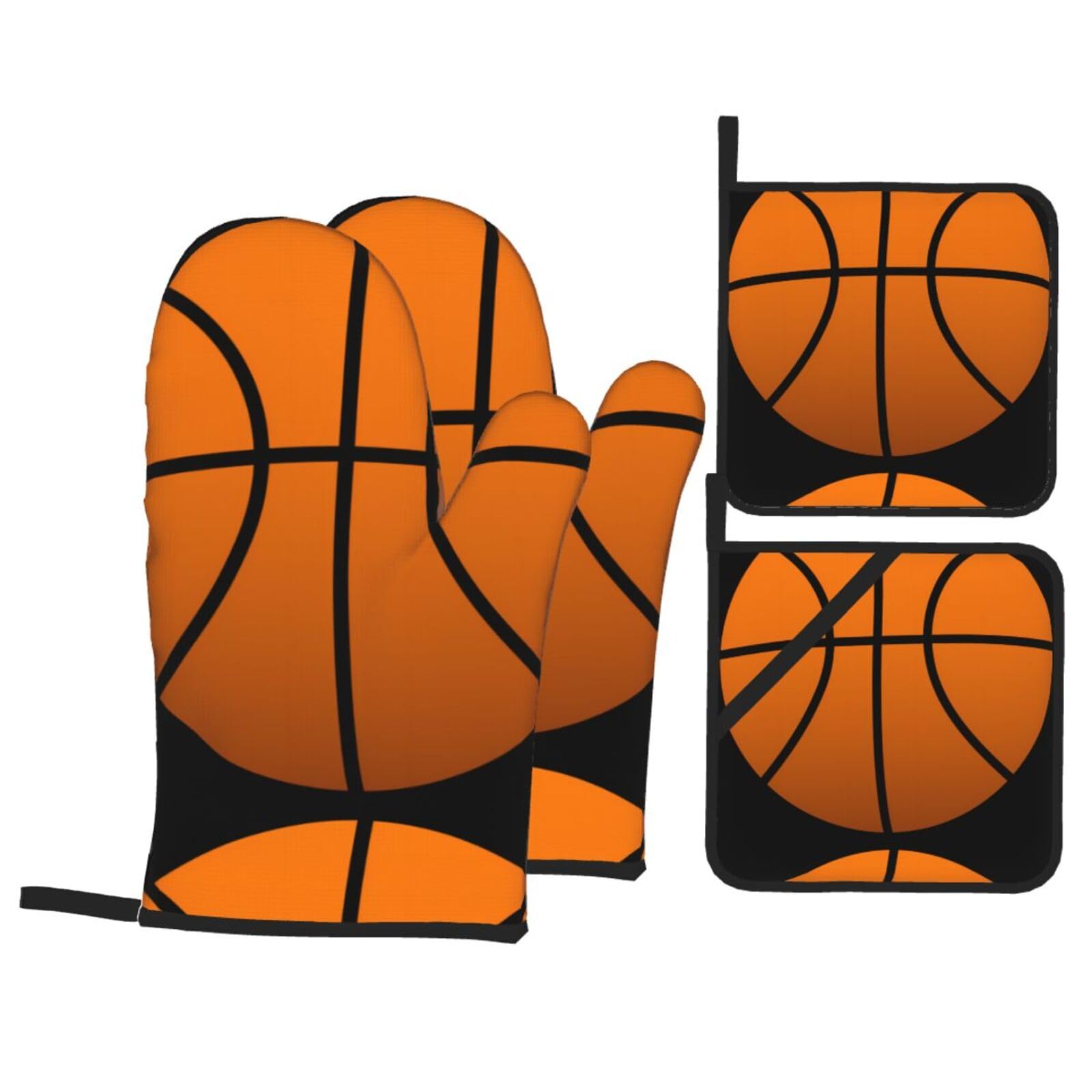 WHJSHOP basketball Prints Kitchen Layers: Waterproof Oven Covers for Safe Handling & Easy Cleanup – 4 Piece Heat Protection Bundle
