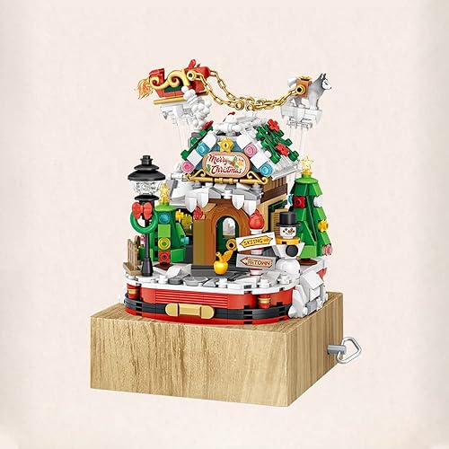 Miniatura 4 de LOZ Mini Blocks 1238 - Kit de bloques de construcción de caja de música para casa de Navidad, juego de construcción de modelos de casa de ladrillos,