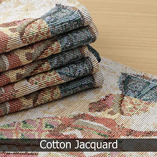 Image of HOKIPO Cotton Jacquard Placemats Set of 6 (12x18 Inches) (IN-530-D3*6) Multicolor Tribal Women