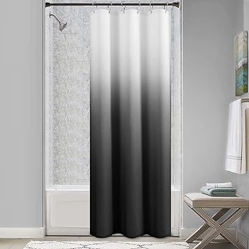 Small Stall Black Shower Curtain 36 inch Wide Bathroom Grey Men Bath Curtain Set Chic Morden Black and Gray Shower Curtains Narrow Half 36x72 inches