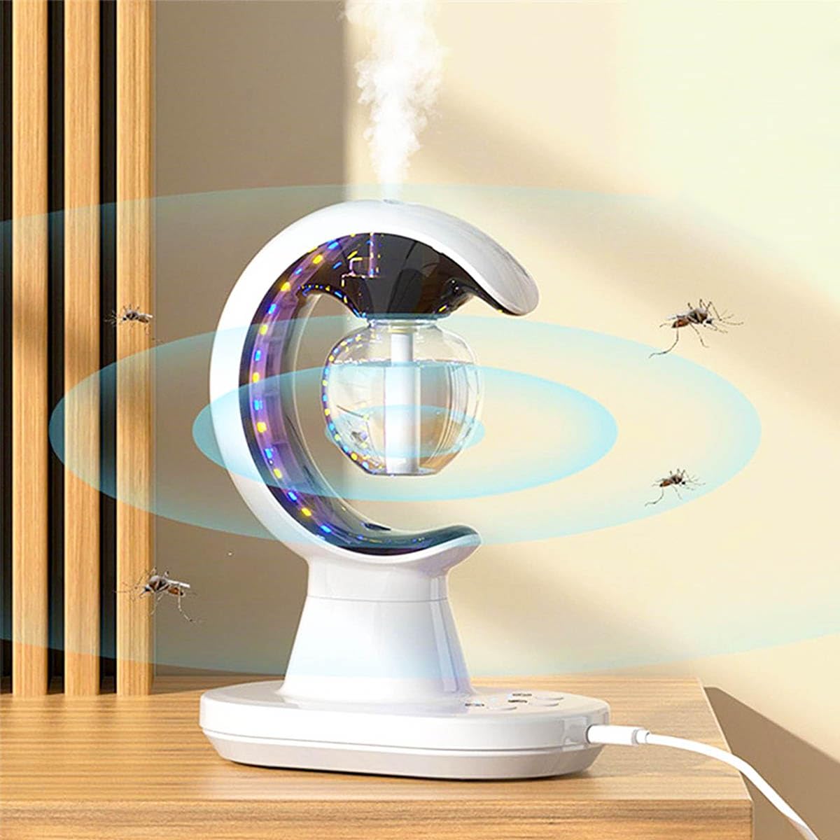 Pretocter 3 in 1 Essential Oil Diffuser, Ultrasonic Pest Repeller and Colorful Light for Bedroom, USB Rechargeable Low Noise Electric Repeller Night Lamp, Smart Quiet Diffusers for Kids Room, Office