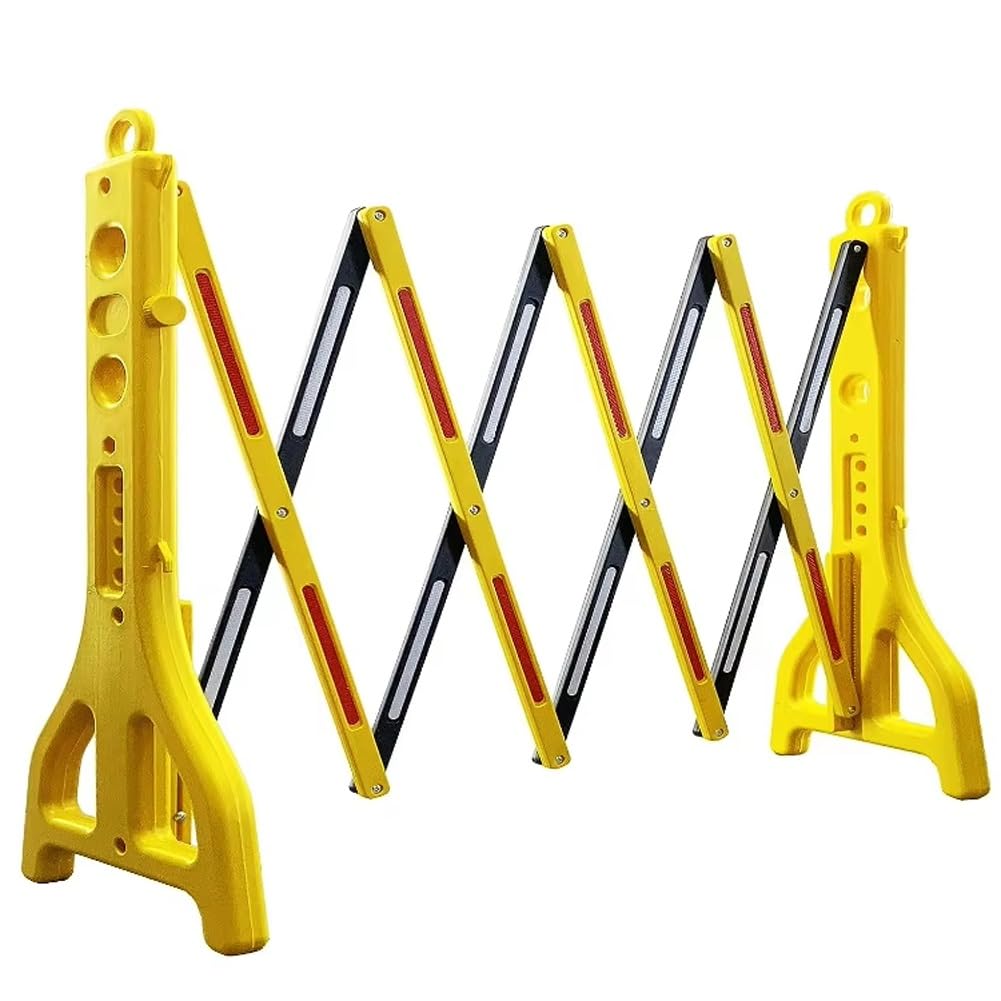 Barrière de sécurité mobile en plastique jaune extensible de 2,5 m pour chantiers
