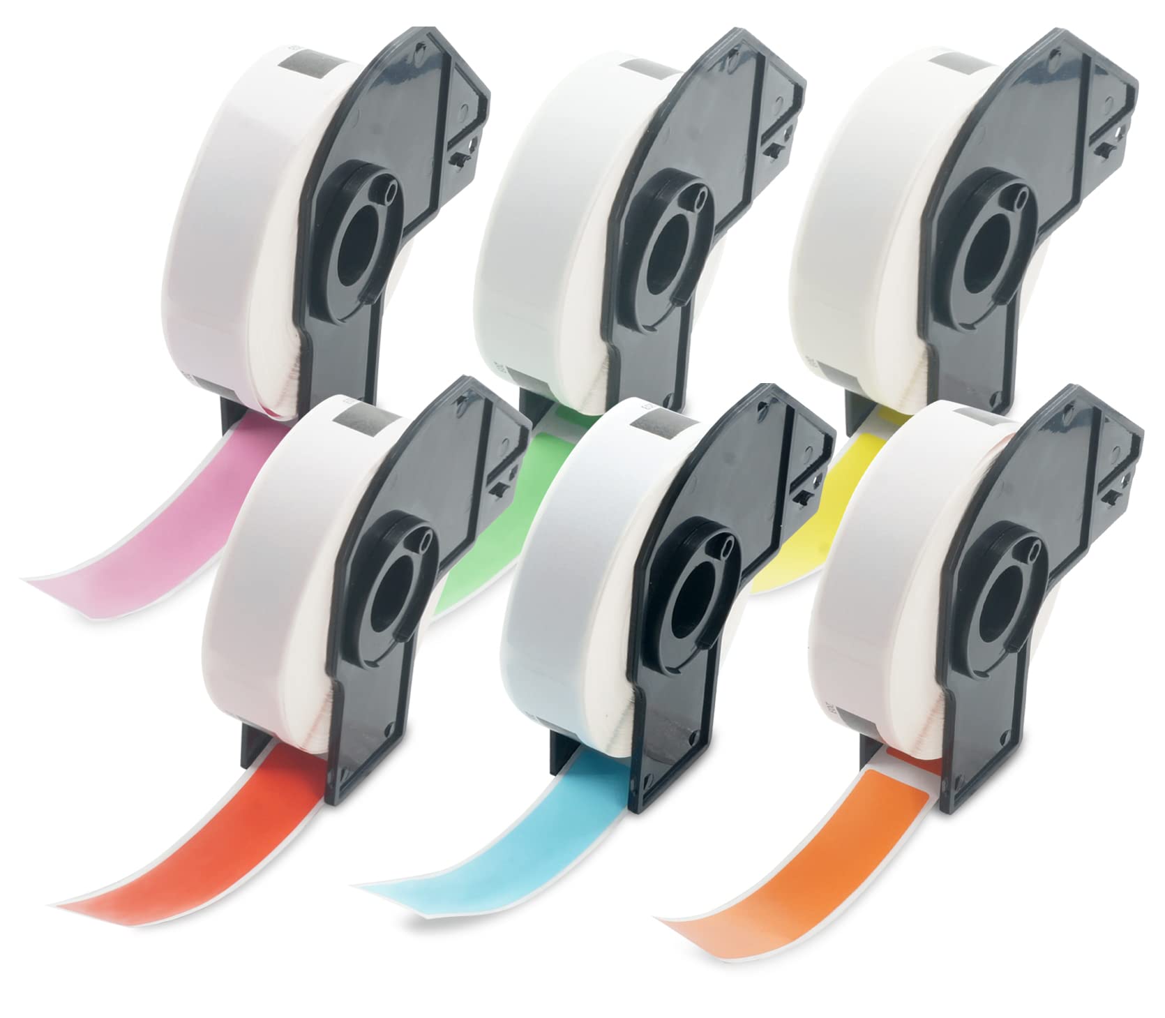 BETCKEY - Etichette di ricambio per cartelle Brother DK-1203 (1,7 x 8,6 cm), compatibili con stampanti Brother QL [6 rotoli/1800 etichette, miste]