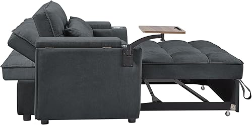 Miniatura 128 de sofá cama de terciopelo de 58 pulgadas, convertible 3 en 1 con bolsa de almacenamiento y respaldo ajustable, perfecto para espacios pequeños, sala 7