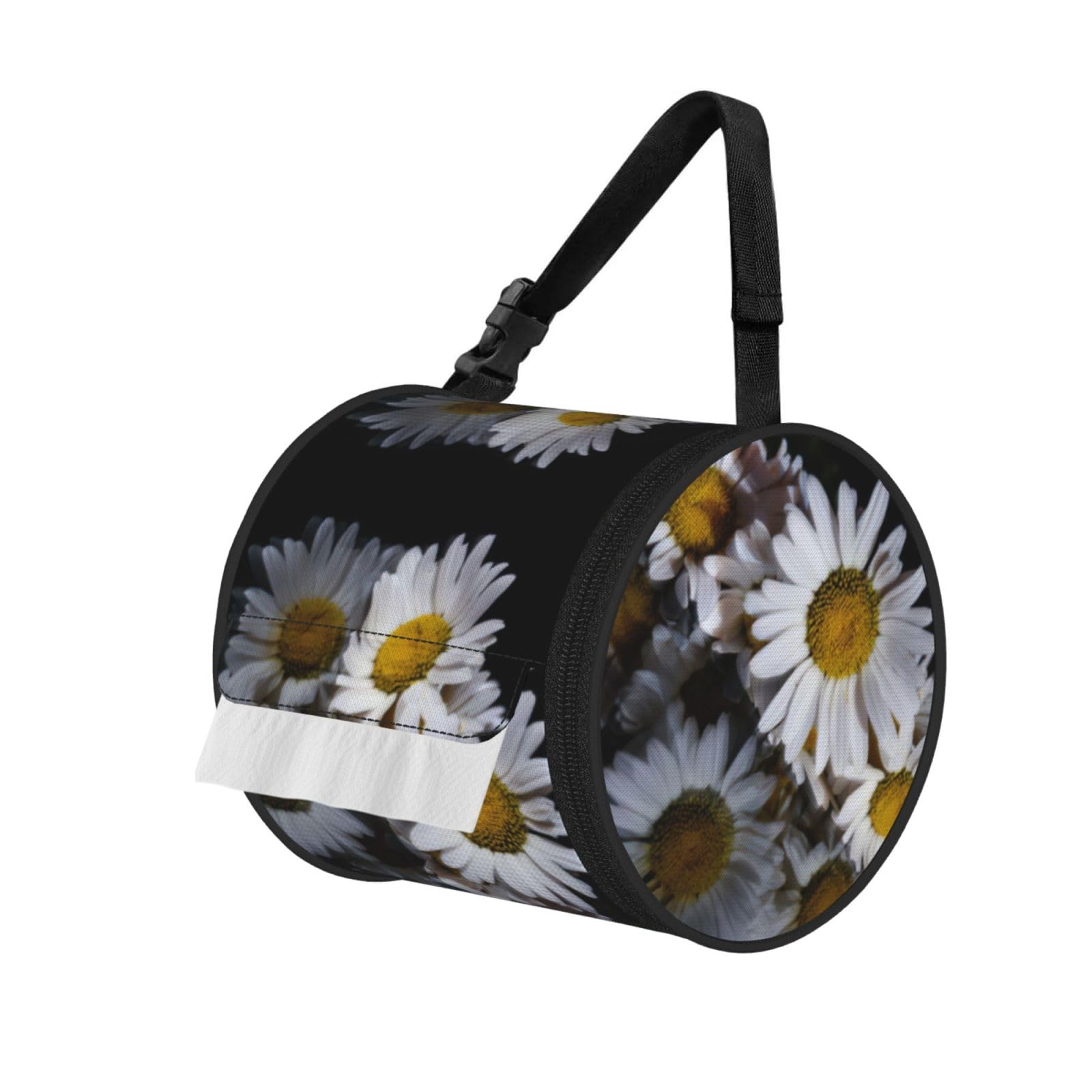 Daisy Print Fashion Tissues Organizer Box, Hanging Tissue Holder For Purse Coins For Car Office Daily Outing