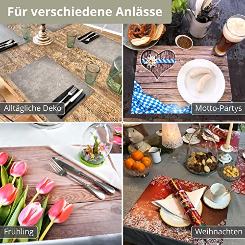 Tischset | Platzset abwaschbar - Eukalyptus Wasserfarbe - 4 Stück aus erstklassigem Vinyl (Kunststoff - BPA-frei) - rutschfeste Tischunterlage mit zeitlosem Design - Tischmatte - Made in Germany