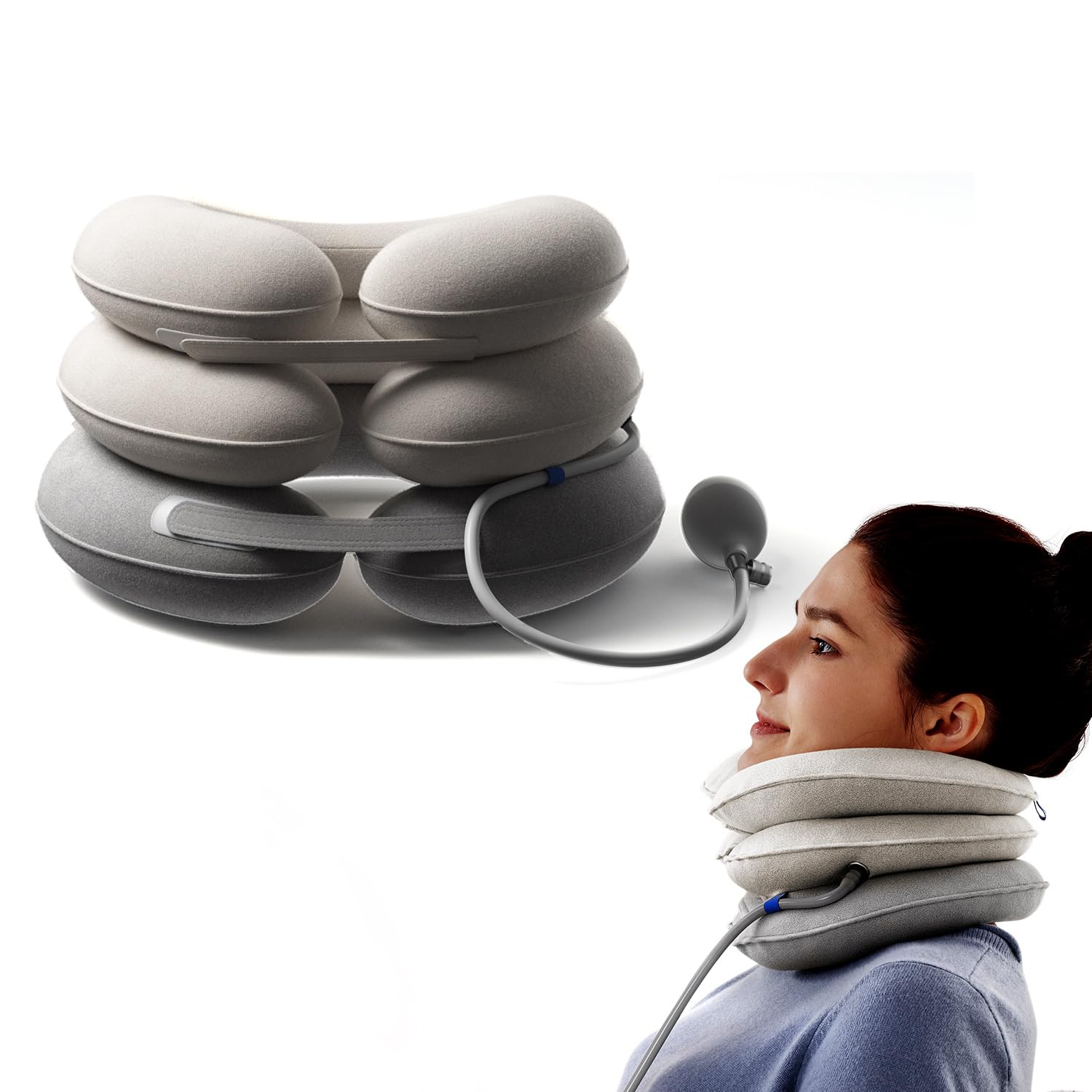 Moenmedic Neck Stretcher for Neck Pain Relief, Cervical Traction Device, Neck Traction Device, Adjustable Inflatable Neck Brace & Cervical Neck Traction Device Decompression (L 15.8