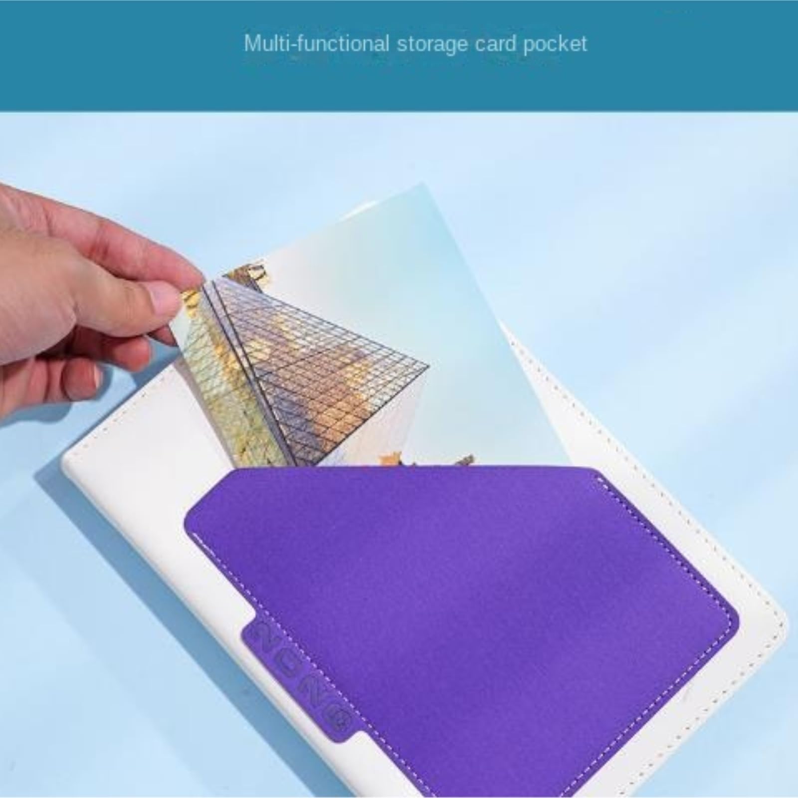 Cahier Bloc-Notes Carnet Épais Multifonctionnel avec Rangement for Cartes Et Index Matériel de Dessin(Purple)